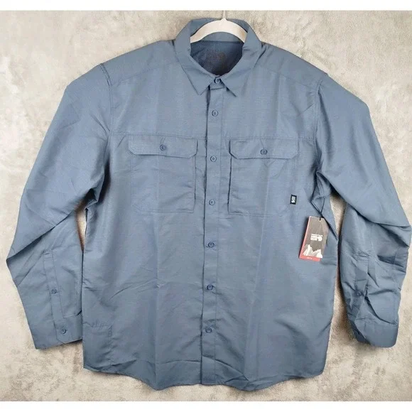 NWT Mountain Hardwear Shirt Mens XL Blue SHADE LITE Snap Front Vented Hiking - Picture 1 of 16